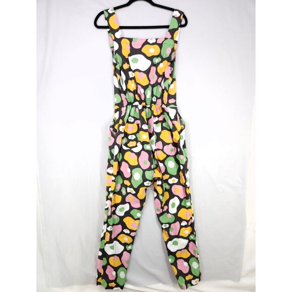 Nooworks Jumpsuit XL Egg Print Coveralls Sleeveless Pockets - Picture 2 of 16